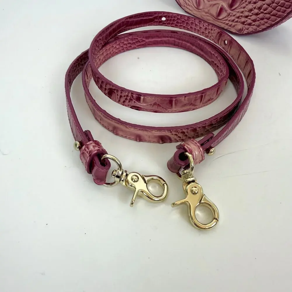 Brahmin Lane Believe Ombre Melbourne Crossbody Bag Croc-Embossed Pink Round